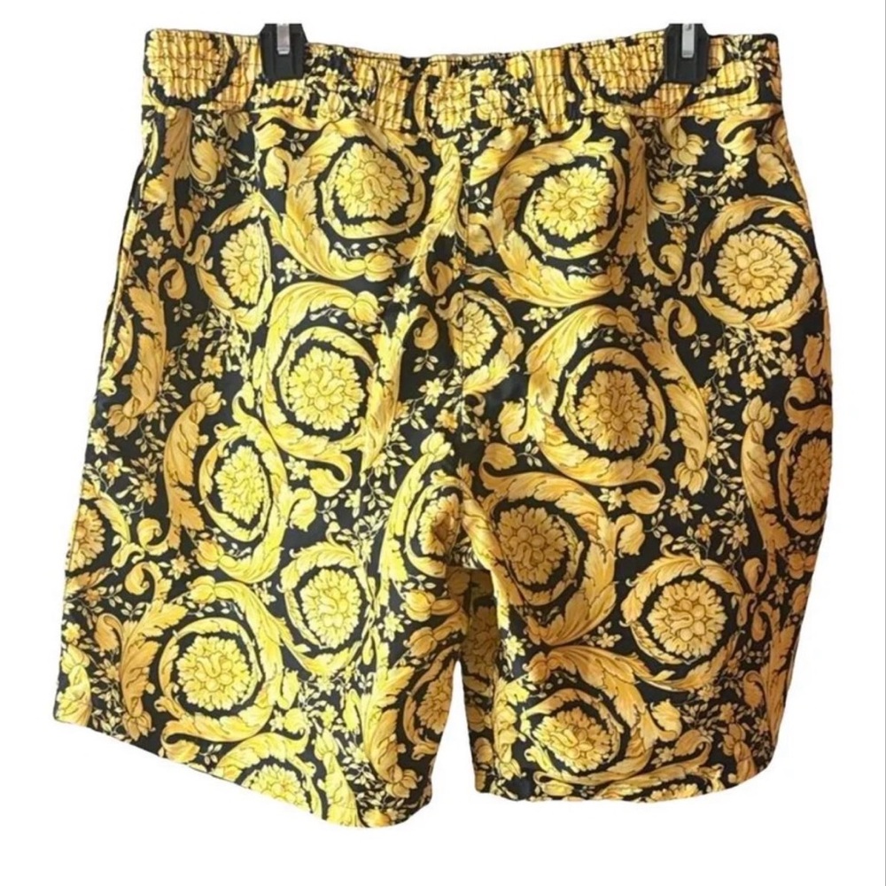 Versace Baroque Yellow and Black Swim Trunks - Picture 2 of 3